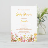 Invitation Baby shower Fleur sauvage aquarelle (Debout devant)