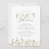 Invitation Baby shower Fleur sauvage aquarelle (Devant)