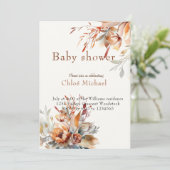 Invitation Baby shower fleur sauvage aquarelle (Debout devant)