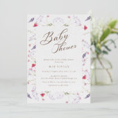 Invitation Baby shower Fleur sauvage aquarellisé (Debout devant)