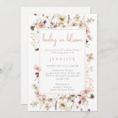 Invitation Baby shower Fleur sauvage Baby In Bloom Boho (Devant / Derrière)