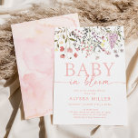 Invitation Baby shower Fleur sauvage Baby In Bloom Boho<br><div class="desc">Ce design adorable présente mes flores aquarelles peintes à la main.</div>