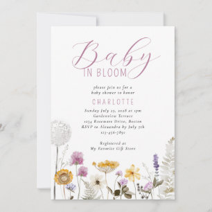 Invitation Baby shower Fleur sauvage Baby In Bloom Watercolor