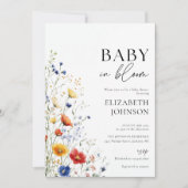 Invitation Baby shower Fleur sauvage bébé en fleur Photo QR C (Devant)