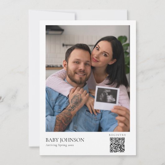 Invitation Baby shower Fleur sauvage bébé en fleur Photo QR C (Dos)