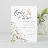 Invitation Baby shower Fleur sauvage bébé en fleurs (Debout devant)