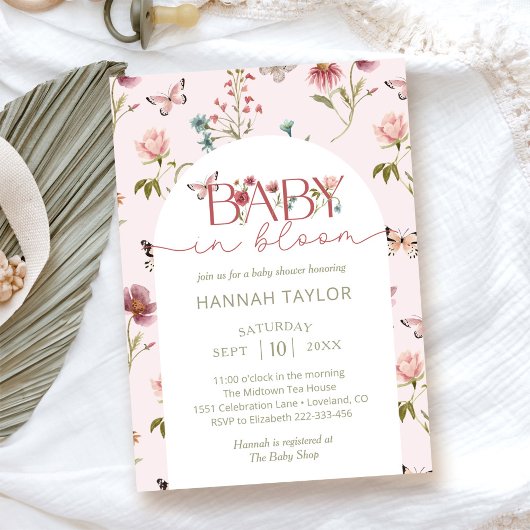 Invitation Baby shower Fleur sauvage bébé en fleurs