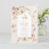 Invitation Baby shower Fleur sauvage bébé en fleurs (Debout devant)