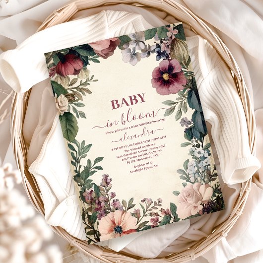 Invitation Baby shower Fleur sauvage bébé en fleurs printemps