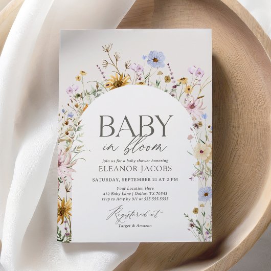 Invitation Baby shower Fleur sauvage bébé en fleurs printemps