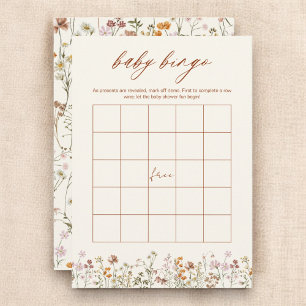Invitation Baby shower fleur sauvage Bingo Boho Jeu de Jardin