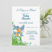Invitation Baby shower Fleur sauvage Bluebirds (Debout devant)