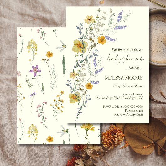 Invitation Baby Shower Fleur Sauvage Bohème