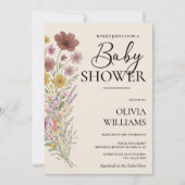 Invitation Baby shower fleur sauvage Boho (Devant)