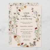 Invitation Baby shower fleur sauvage Boho (Devant / Derrière)