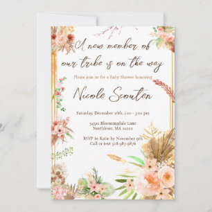 Invitation Baby shower fleur sauvage Boho