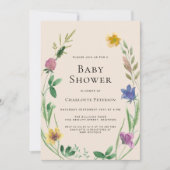 Invitation Baby shower Fleur sauvage Boho (Devant)