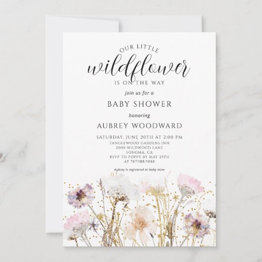 Invitation Baby shower fleur sauvage Boho (Devant)