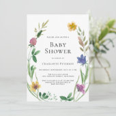 Invitation Baby shower fleur sauvage Boho (Debout devant)