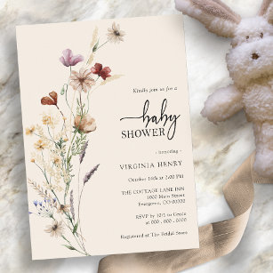 Invitation Baby shower fleur sauvage Boho