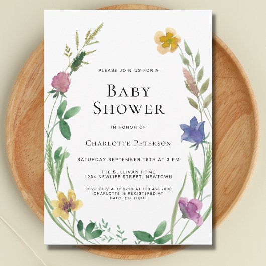 Invitation Baby shower fleur sauvage Boho