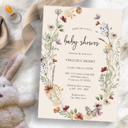 Invitation Baby shower Fleur sauvage Boho