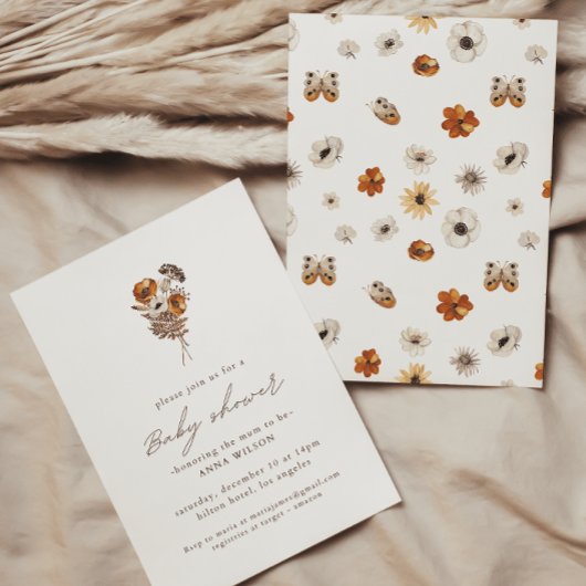 Invitation Baby shower fleur sauvage Boho