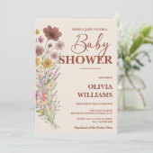 Invitation Baby shower fleur sauvage Boho (Debout devant)