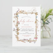 Invitation Baby shower Fleur sauvage Boho (Debout devant)