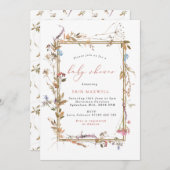 Invitation Baby shower Fleur sauvage Boho (Devant / Derrière)