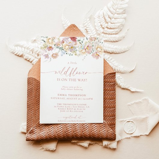 Invitation Baby shower fleur sauvage Boho | Baby shower fille