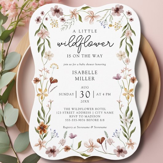 Invitation Baby shower Fleur sauvage Boho Chic