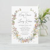 Invitation Baby shower fleur sauvage, Boho Floral (Debout devant)