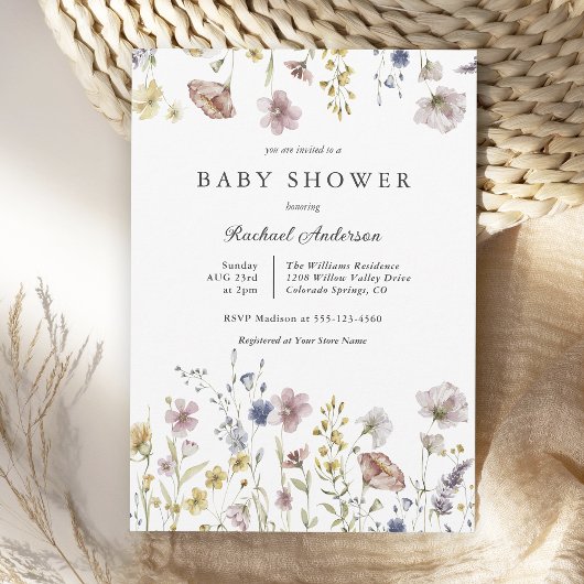 Invitation Baby shower Fleur sauvage Boho Fresh