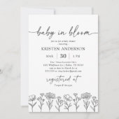 Invitation Baby shower Fleur sauvage Boho minimal (Devant)