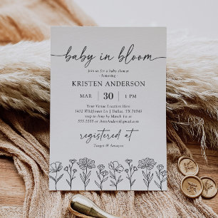 Invitation Baby shower Fleur sauvage Boho minimal