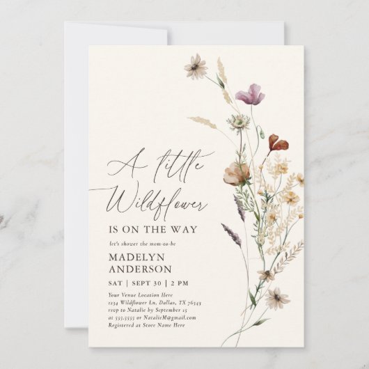 Invitation Baby shower Fleur sauvage Boho Terracotta Fall (Devant)