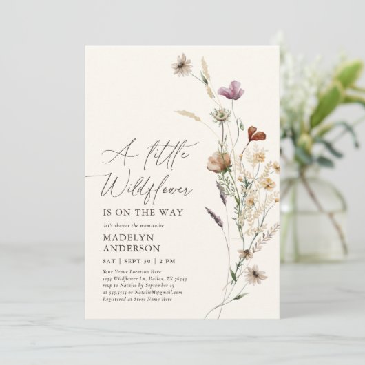 Invitation Baby shower Fleur sauvage Boho Terracotta Fall (Debout devant)