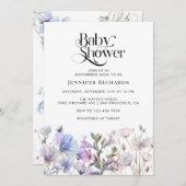 Invitation Baby shower Fleur sauvage Boho Watercolor (Devant / Derrière)