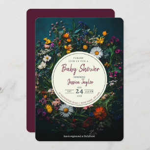 Invitation Baby shower fleur sauvage Boho Wreath Circle