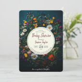 Invitation Baby shower fleur sauvage Boho Wreath Circle (Debout devant)