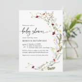 Invitation Baby shower Fleur sauvage botanique moderne (Debout devant)