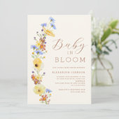 Invitation Baby shower fleur sauvage Boy (Debout devant)