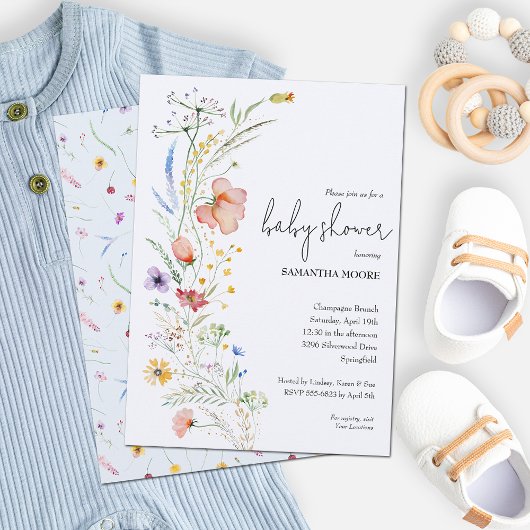 Invitation Baby shower fleur sauvage Boy