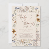 Invitation Baby shower Fleur sauvage Calligraphie (Devant)