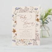 Invitation Baby shower Fleur sauvage Calligraphie (Debout devant)
