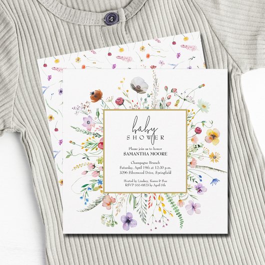 Invitation Baby shower Fleur sauvage chic
