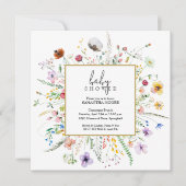 Invitation Baby shower Fleur sauvage chic (Devant)