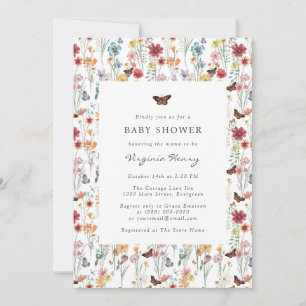 Invitation Baby shower Fleur sauvage coloré