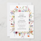 Invitation Baby shower Fleur sauvage coloré (Devant)